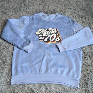 70s Sweatshirt Womens Medium Graphic Made in the 70s Blue Pullover GenX